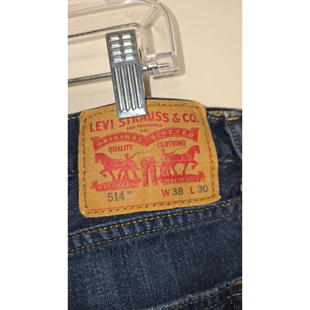 Levis 514 Mens Jeans 38x32 Blue Dark Wash‎ Regular Straight Western Normcore